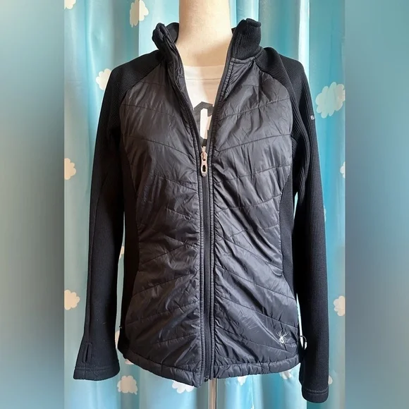 Spyder knit and nylon jacket. Black zip up- L - Picture 5 of 7